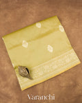 Light Elaichi Green Pure Katan Silk with Resham Weaving Handloom Saree