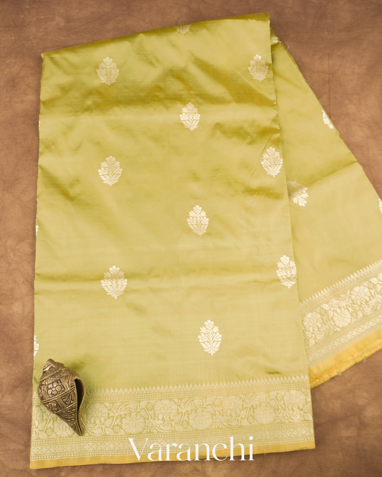 Light Elaichi Green Pure Katan Silk with Resham Weaving Handloom Saree