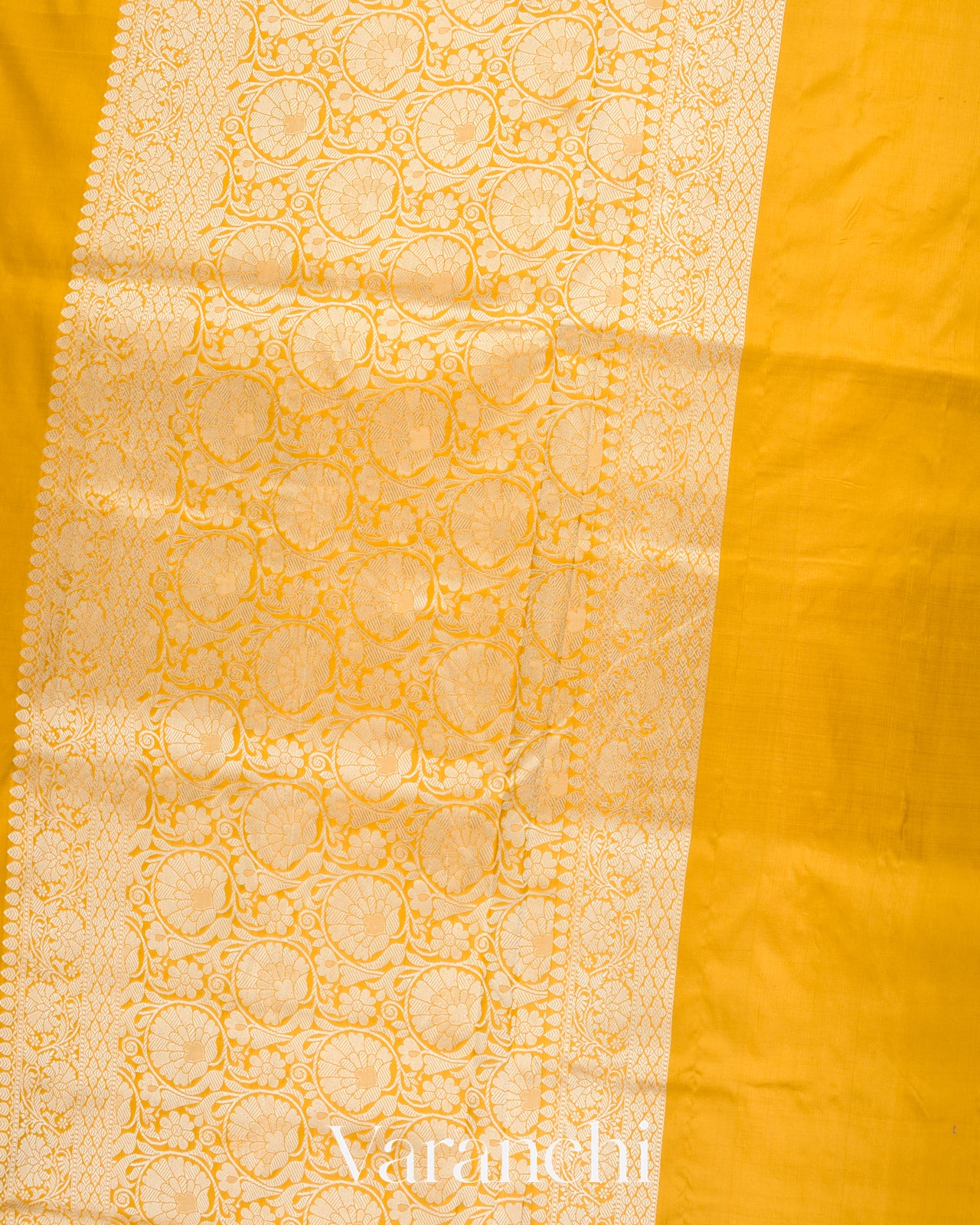 Mustard Yellow Pure Katan Silk with Resham Weaving Handloom Saree