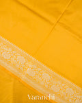 Mustard Yellow Pure Katan Silk with Resham Weaving Handloom Saree