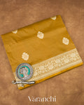 Mehandi Brown Pure Katan Silk with Resham Weaving Handloom Saree