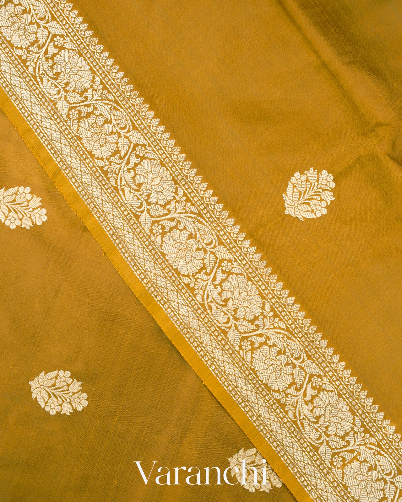 Mehandi Brown Pure Katan Silk with Resham Weaving Handloom Saree