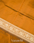 Mustard Brown Pure Katan Silk with Resham Weaving Handloom Saree