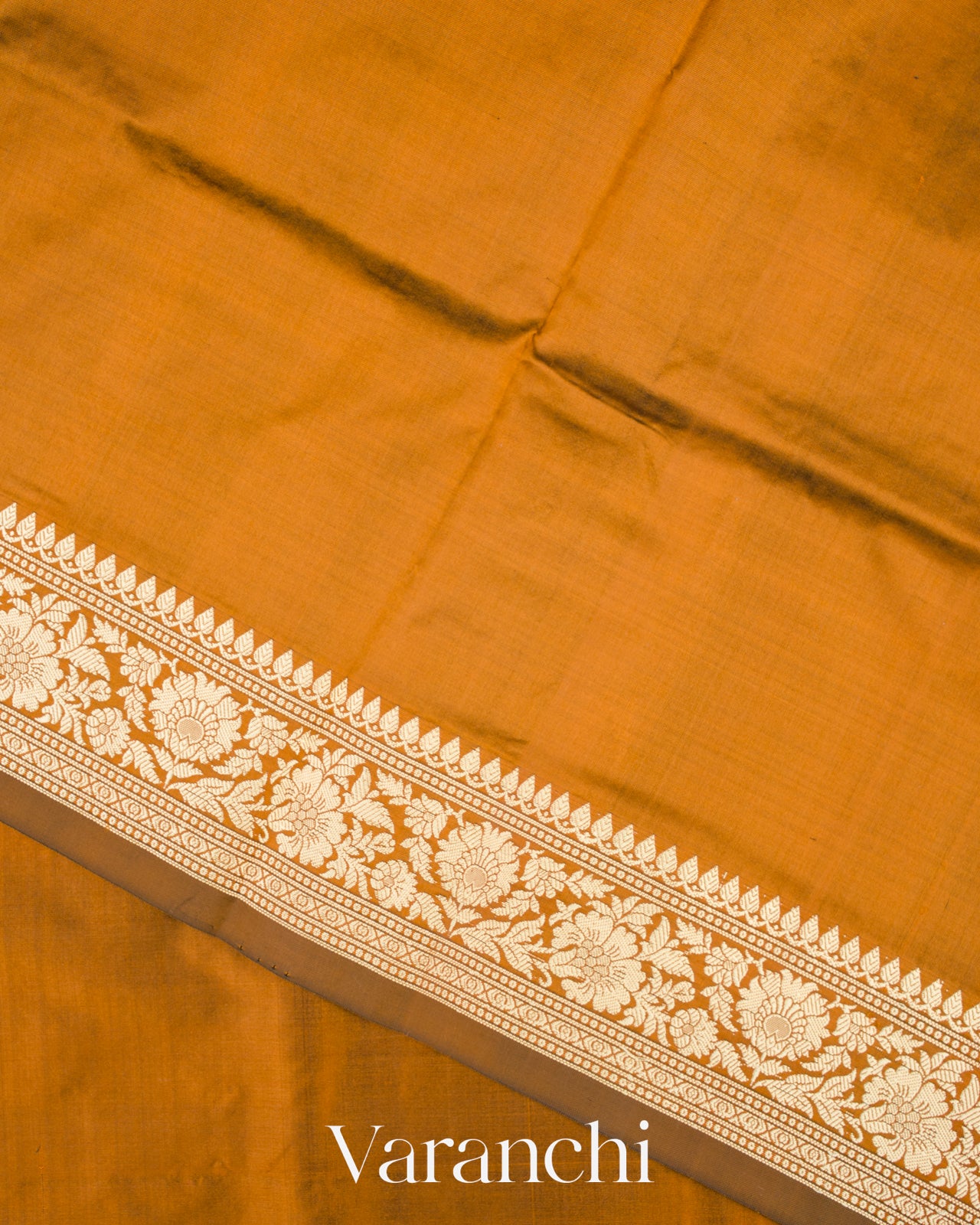 Mustard Brown Pure Katan Silk with Resham Weaving Handloom Saree