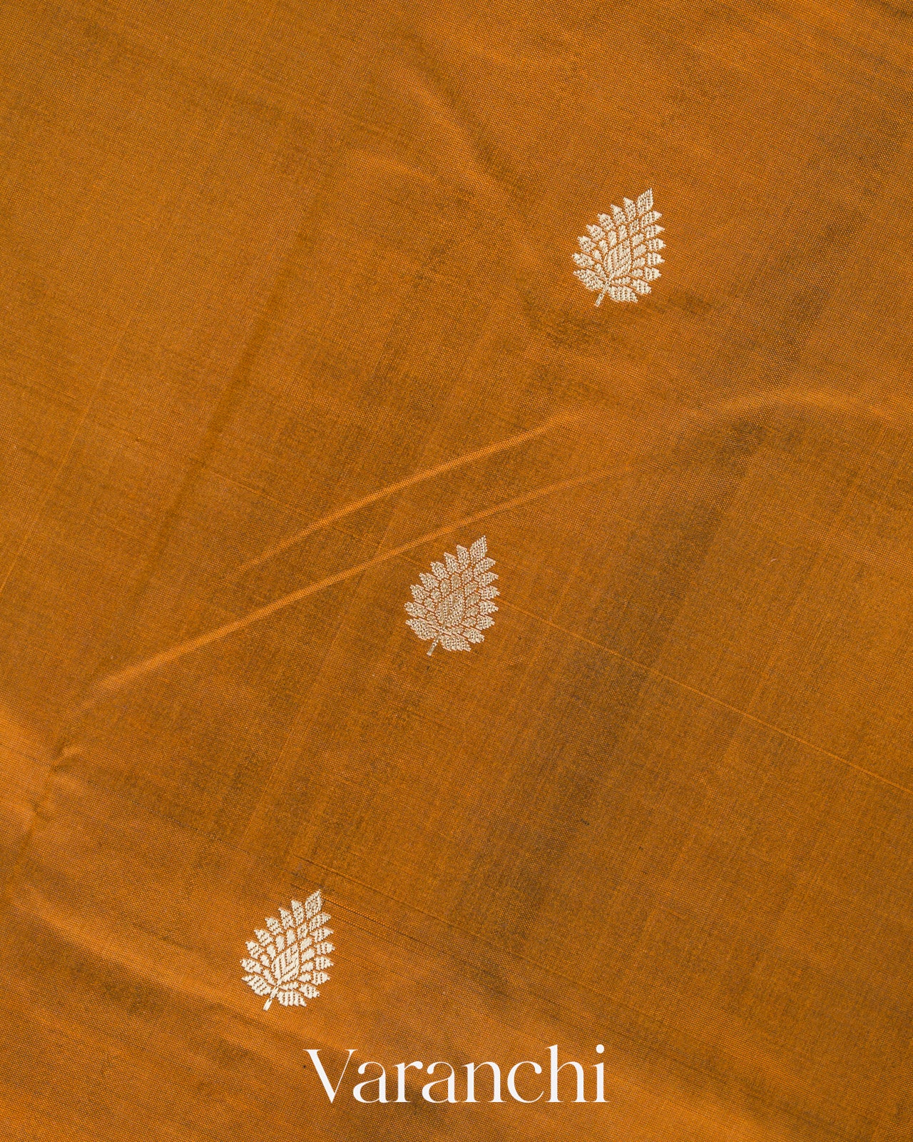 Mustard Brown Pure Katan Silk with Resham Weaving Handloom Saree