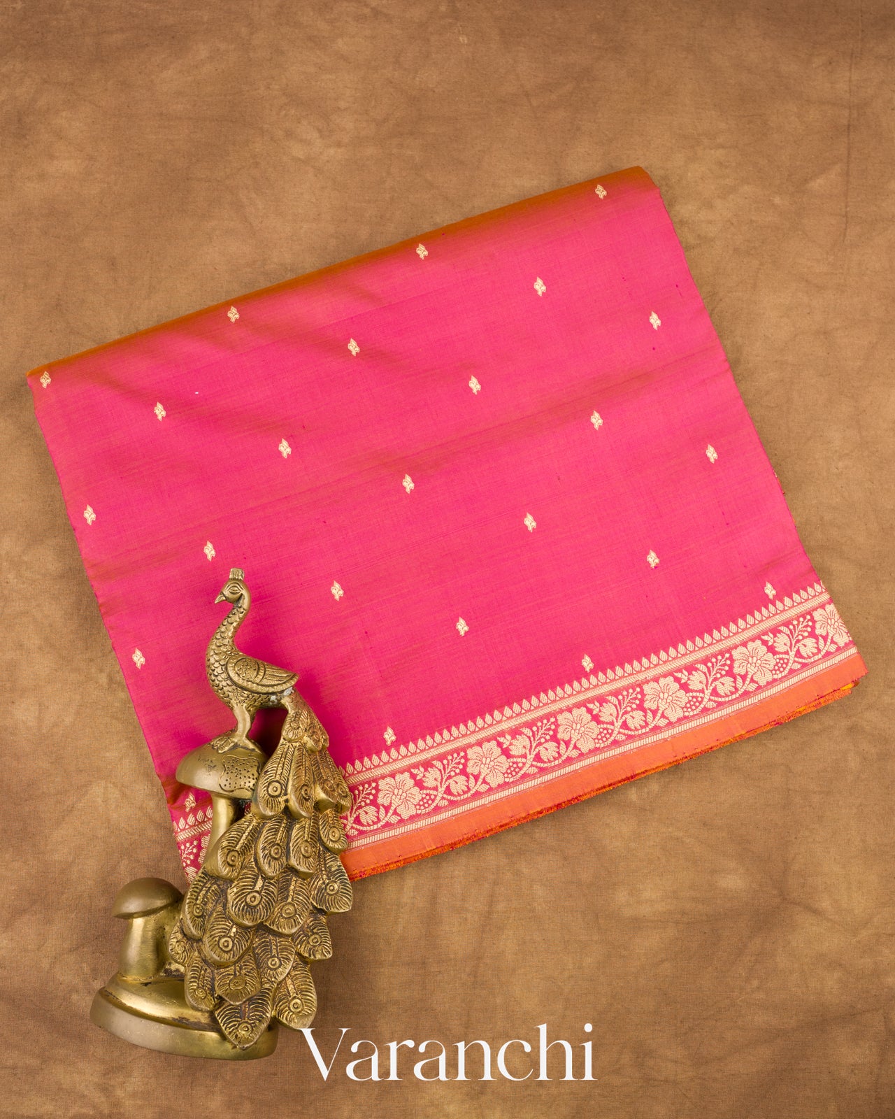 Pink Dual Tone Pure Katan Silk with Resham Weaving Handloom Saree