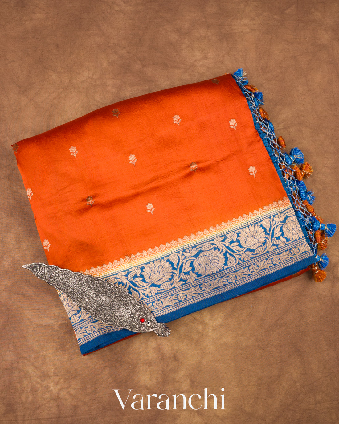 Rust Orange Pure Katan Silk Handloom Saree 