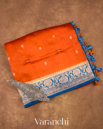 Rust Orange Pure Katan Silk Handloom Saree 