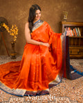Rust Orange Pure Katan Silk Handloom Saree 