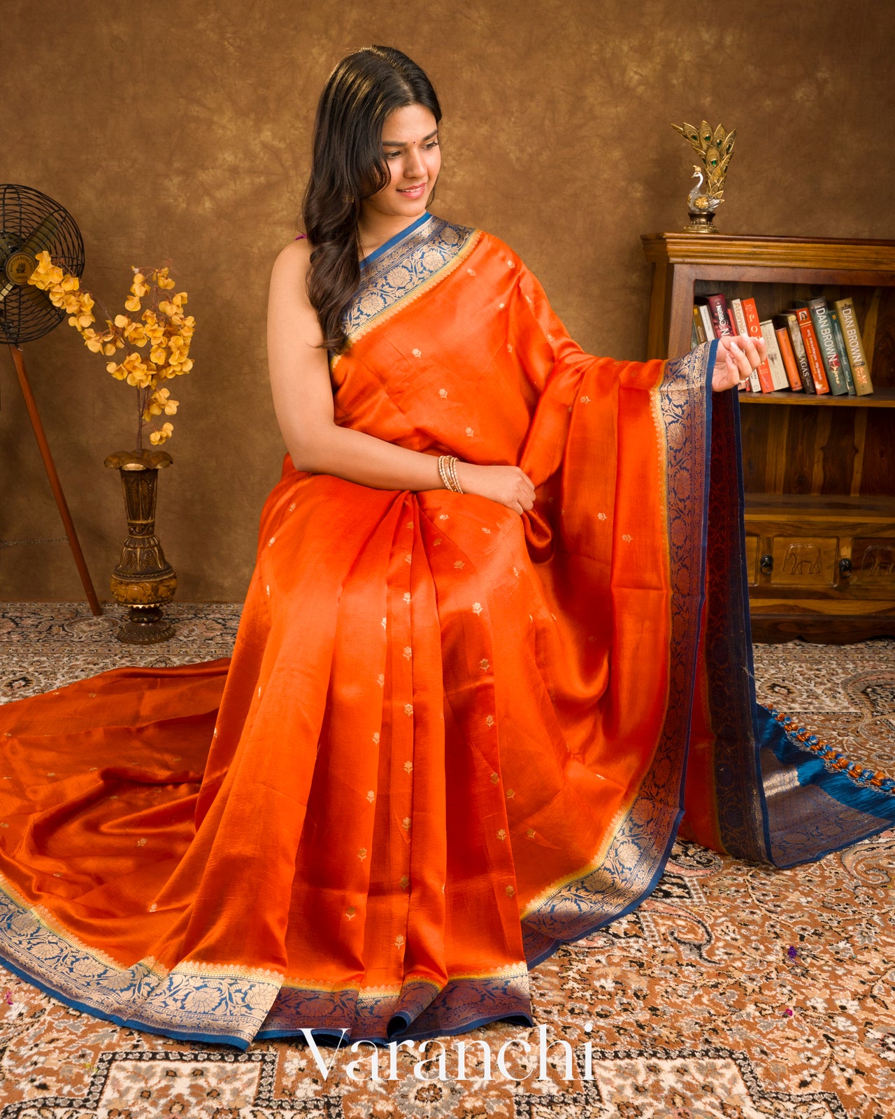 Rust Orange Pure Katan Silk Handloom Saree 
