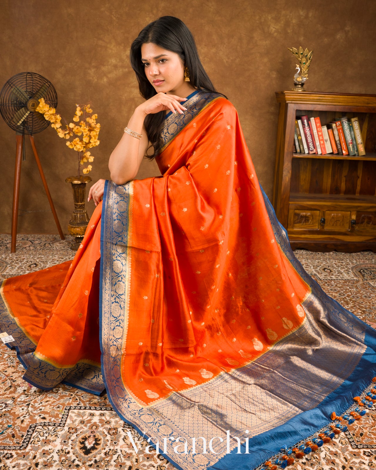 Rust Orange Pure Katan Silk Handloom Saree 