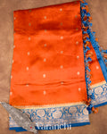 Rust Orange Pure Katan Silk Handloom Saree 