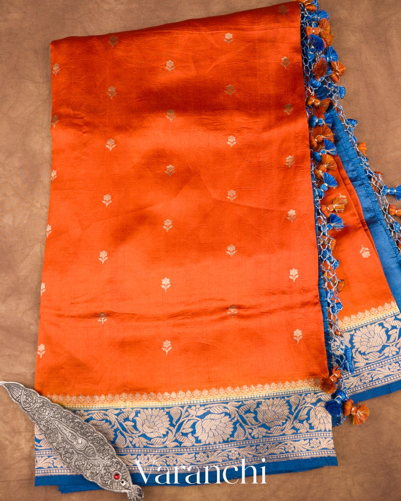 Rust Orange Pure Katan Silk Handloom Saree 