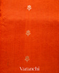 Rust Orange Pure Katan Silk Handloom Saree 