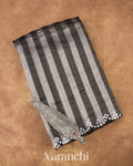Black Tissue Striped Pure Katan Silk Saree