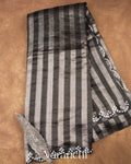 Black Tissue Striped Pure Katan Silk Saree