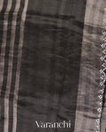 Black Tissue Striped Pure Katan Silk Saree