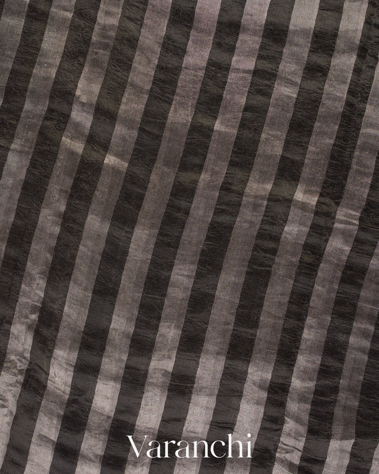 Black Tissue Striped Pure Katan Silk Saree