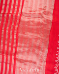 Bright Red Tissue Striped Pure Katan Silk Saree