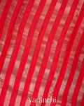 Bright Red Tissue Striped Pure Katan Silk Saree