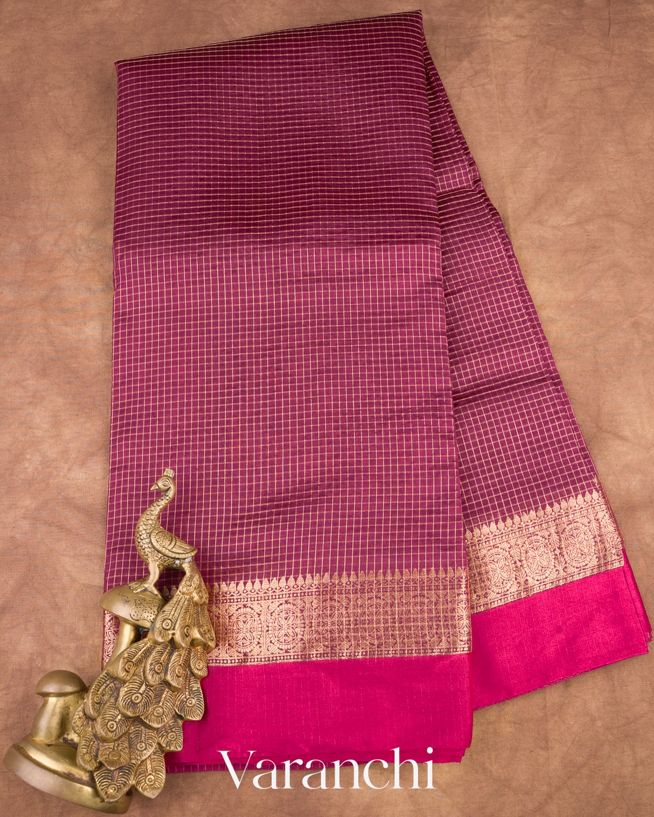 Wine Pure Katan Silk Saree