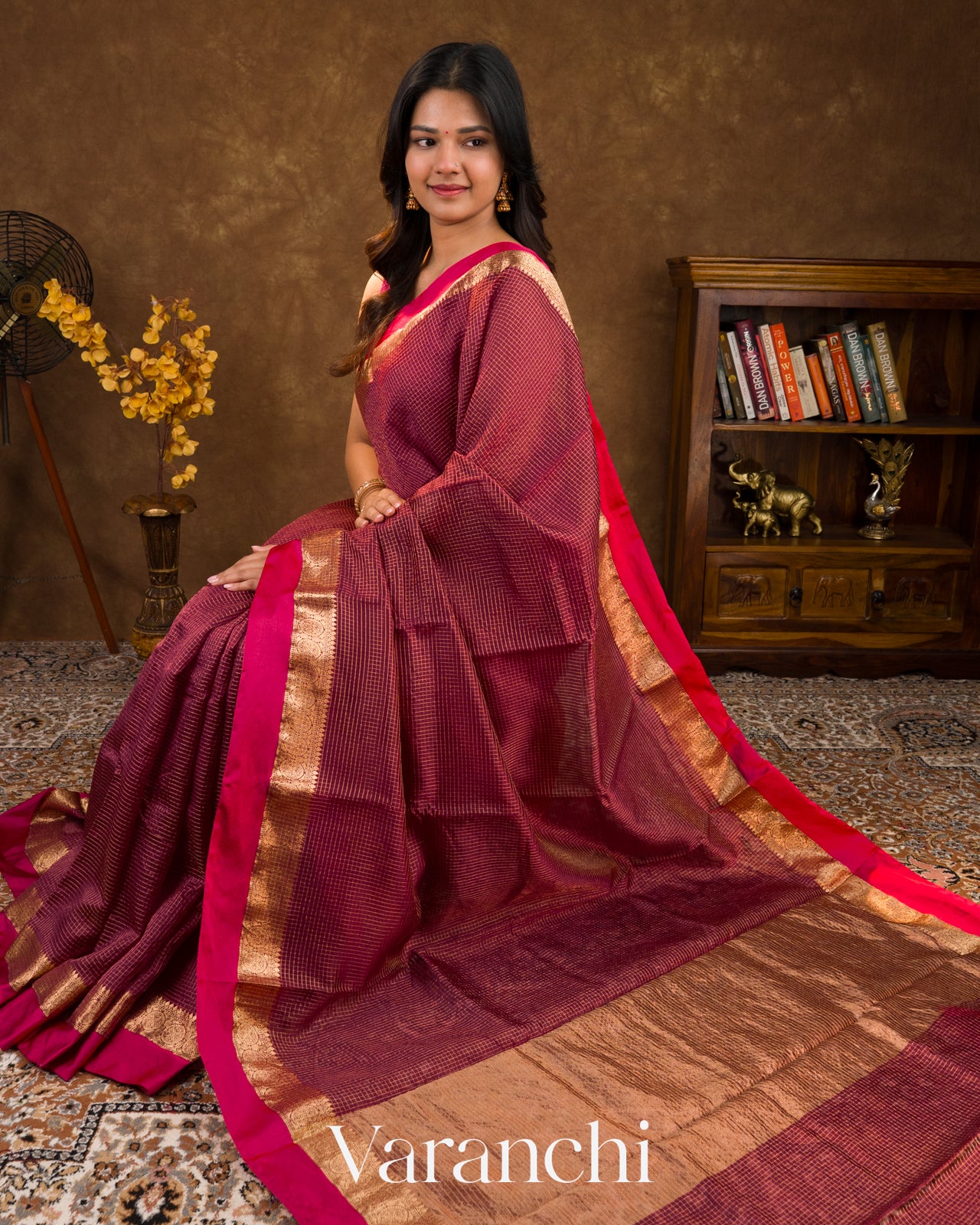Wine Pure Katan Silk Saree