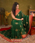 Bottle Green Pure Khaddi Georgette Silk Saree