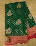 Bottle Green Pure Khaddi Georgette Silk Saree