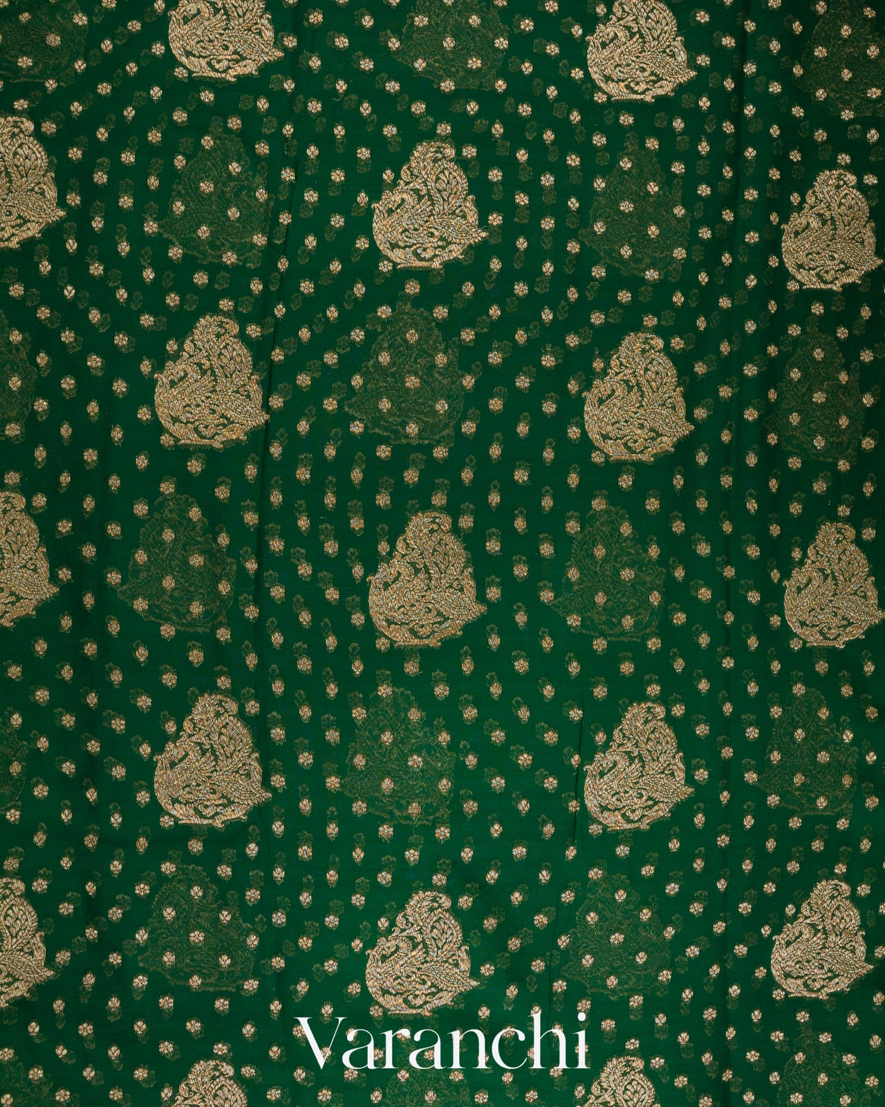 Bottle Green Pure Khaddi Georgette Silk Saree