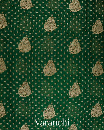 Bottle Green Pure Khaddi Georgette Silk Saree
