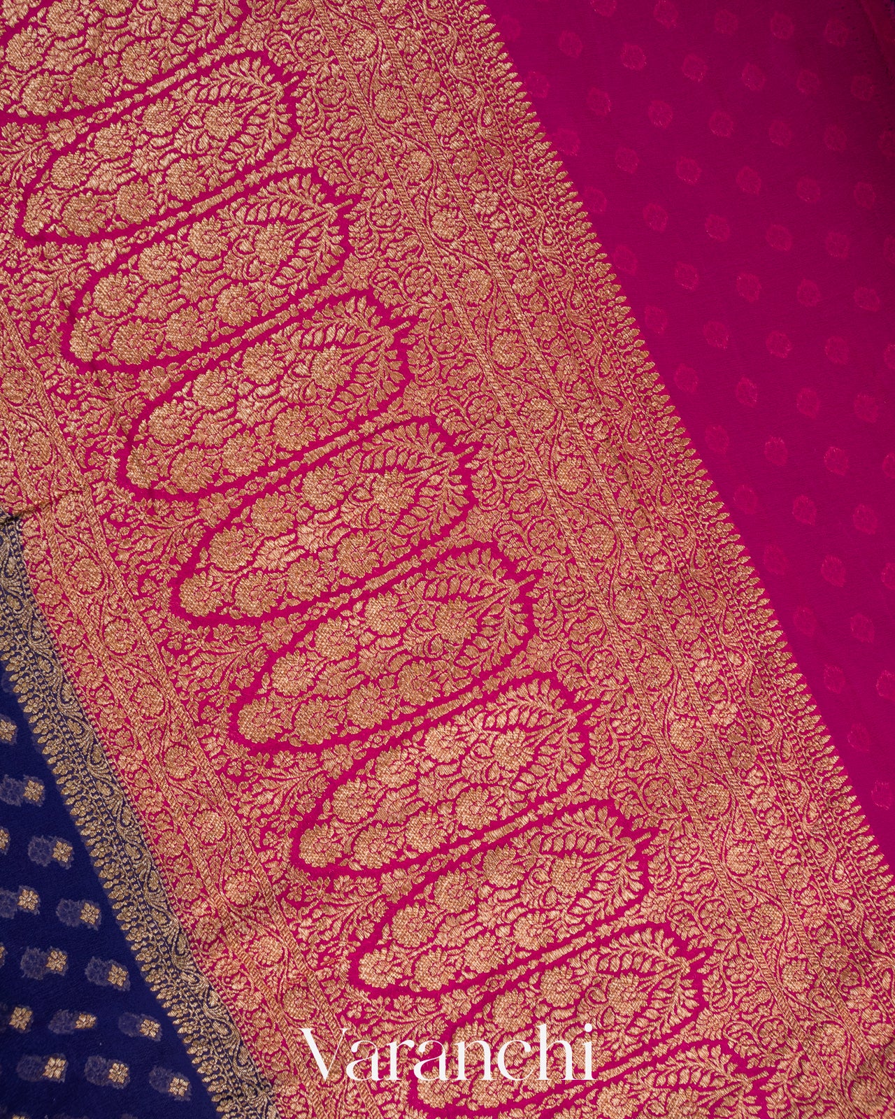 Ink Blue Pure Khaddi Georgette Silk Saree 
