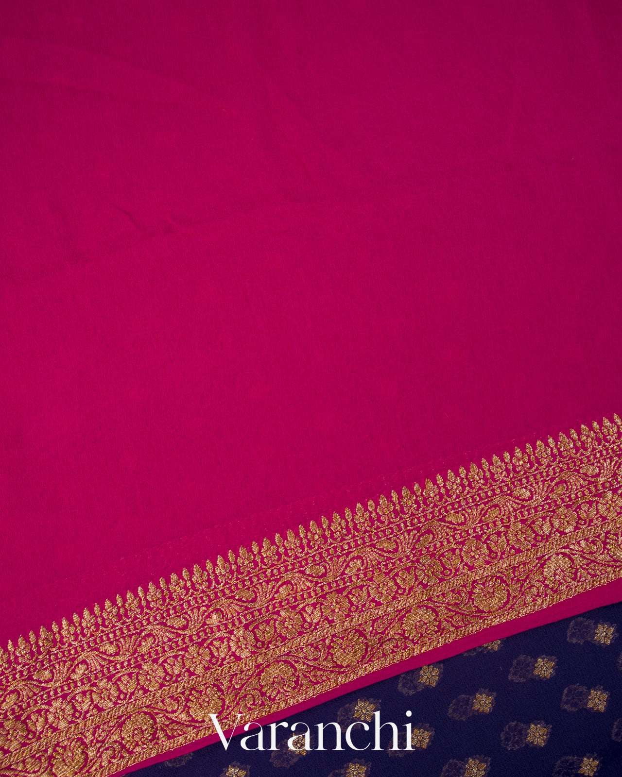Ink Blue Pure Khaddi Georgette Silk Saree 