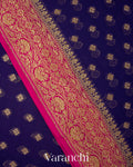 Ink Blue Pure Khaddi Georgette Silk Saree 