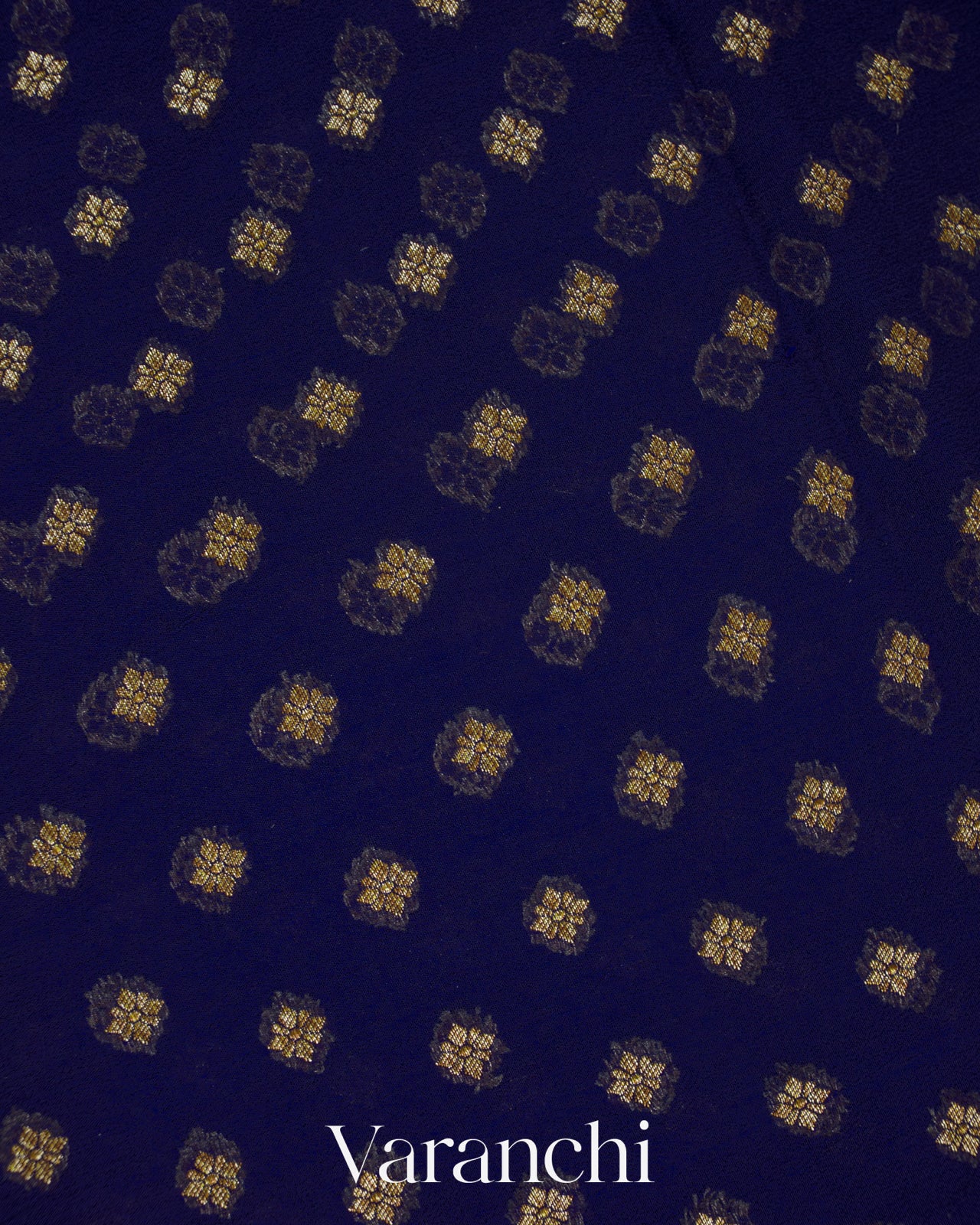 Ink Blue Pure Khaddi Georgette Silk Saree 