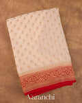 Ivory Pure Khaddi Georgette Silk Saree 