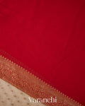 Ivory Pure Khaddi Georgette Silk Saree 
