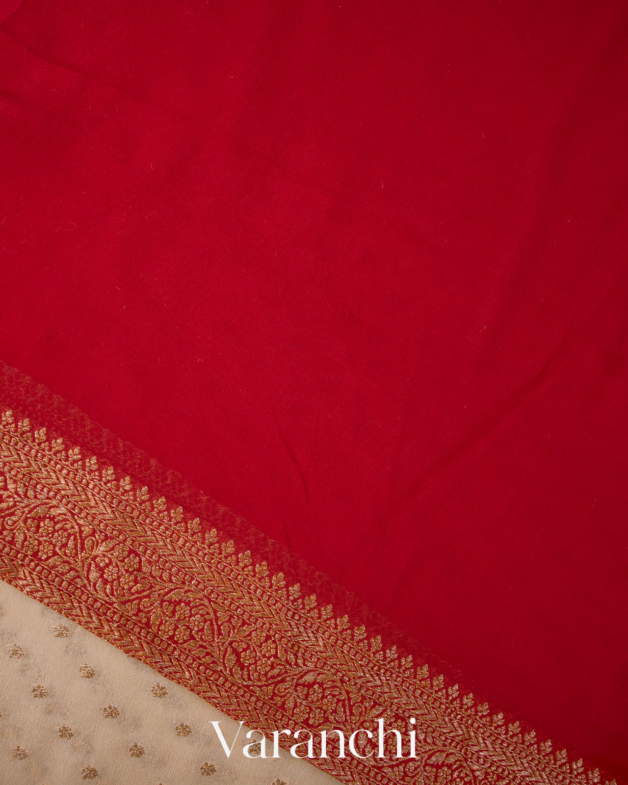Ivory Pure Khaddi Georgette Silk Saree 