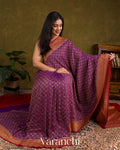 Purple Pure Khaddi Georgette Silk Saree