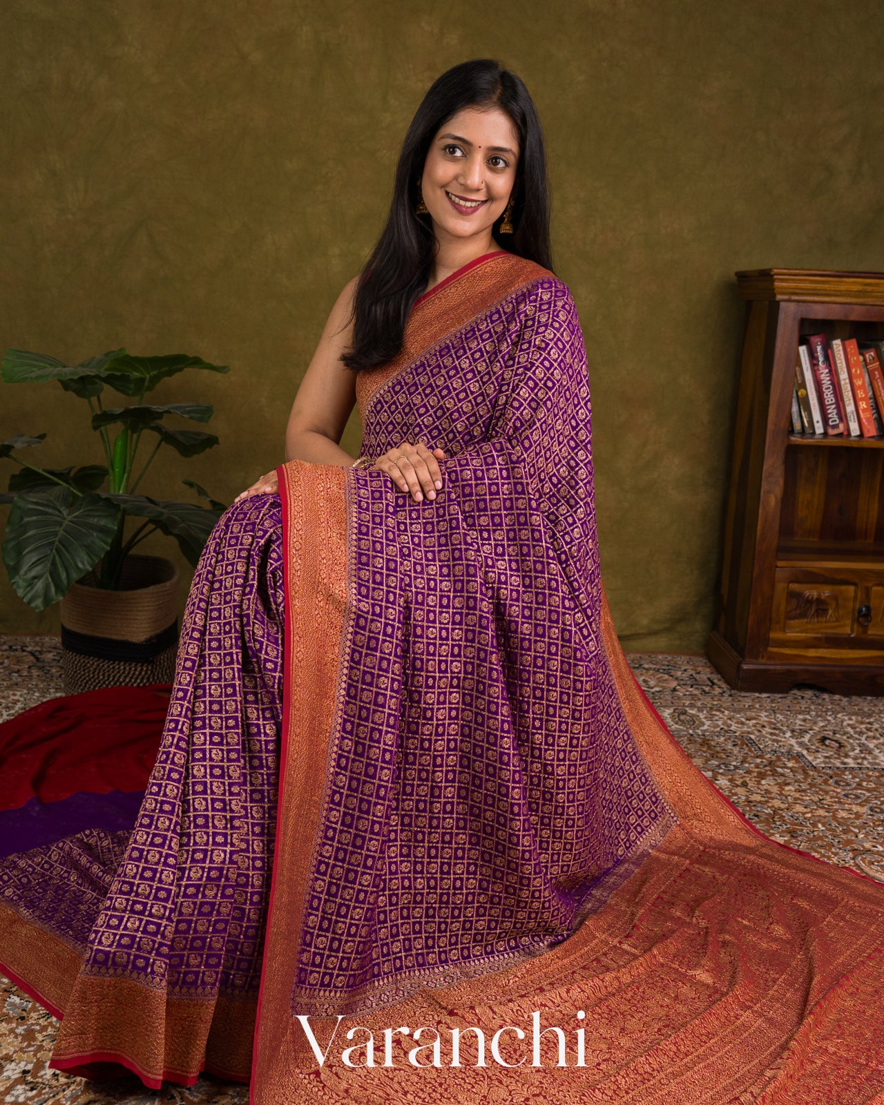 Purple Pure Khaddi Georgette Silk Saree