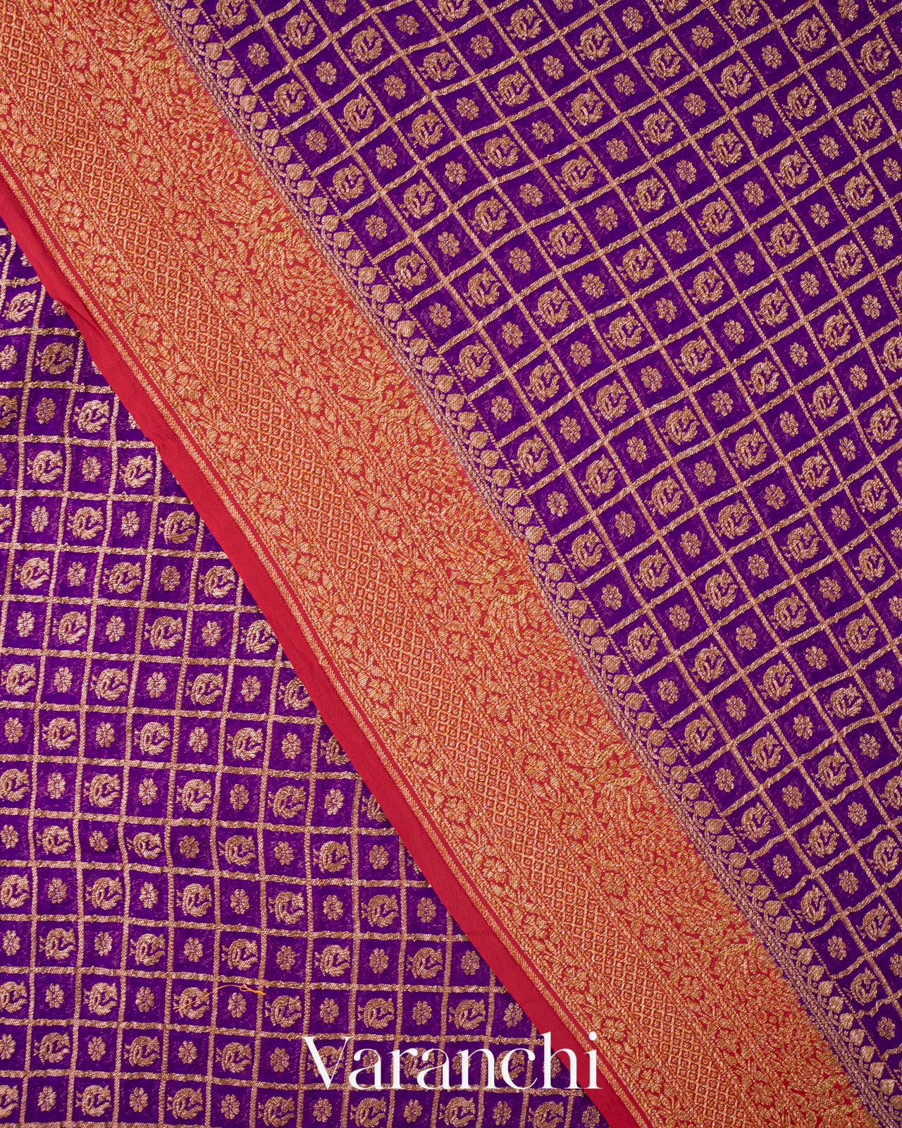 Purple Pure Khaddi Georgette Silk Saree