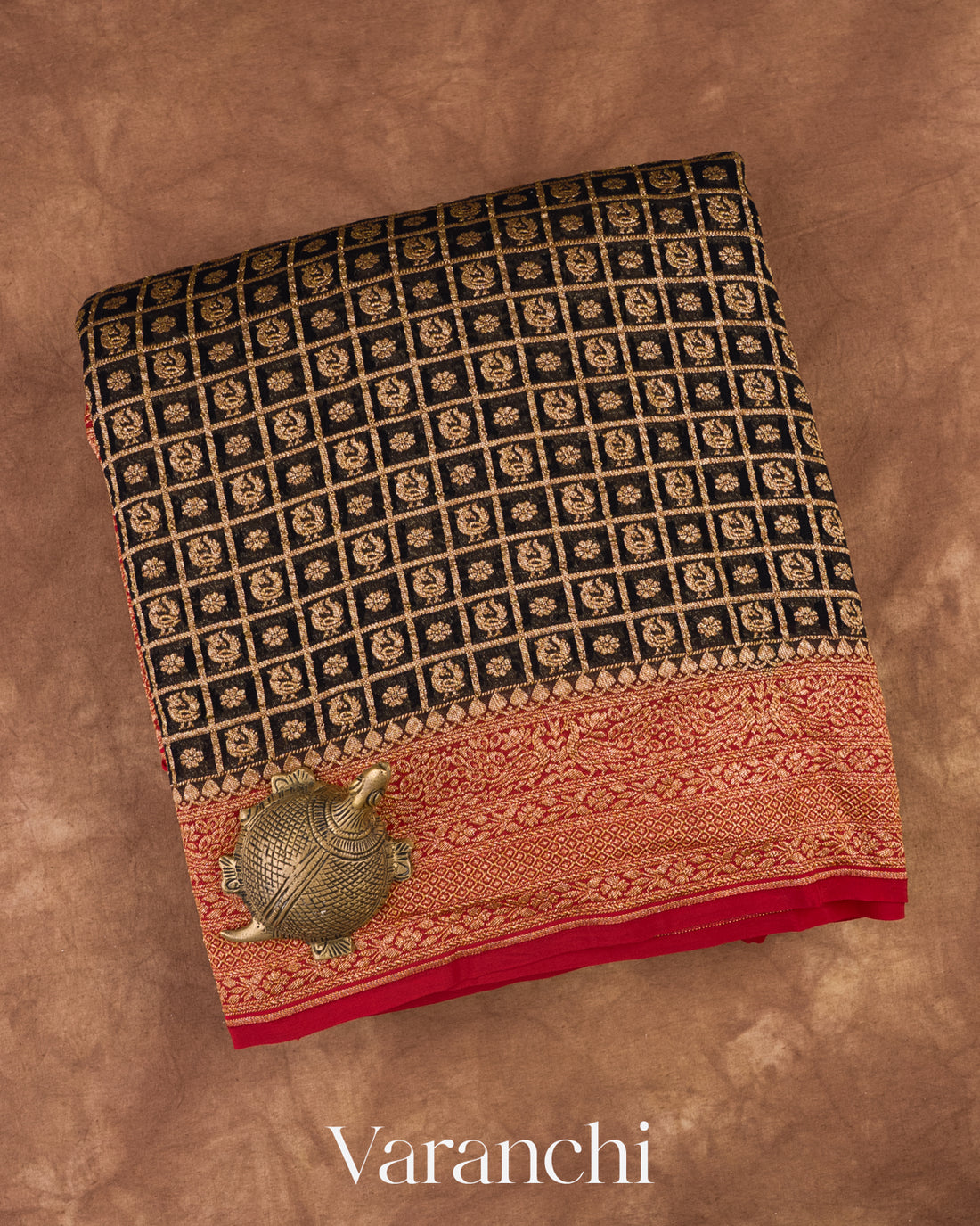 Black Pure Khaddi Georgette Silk Saree