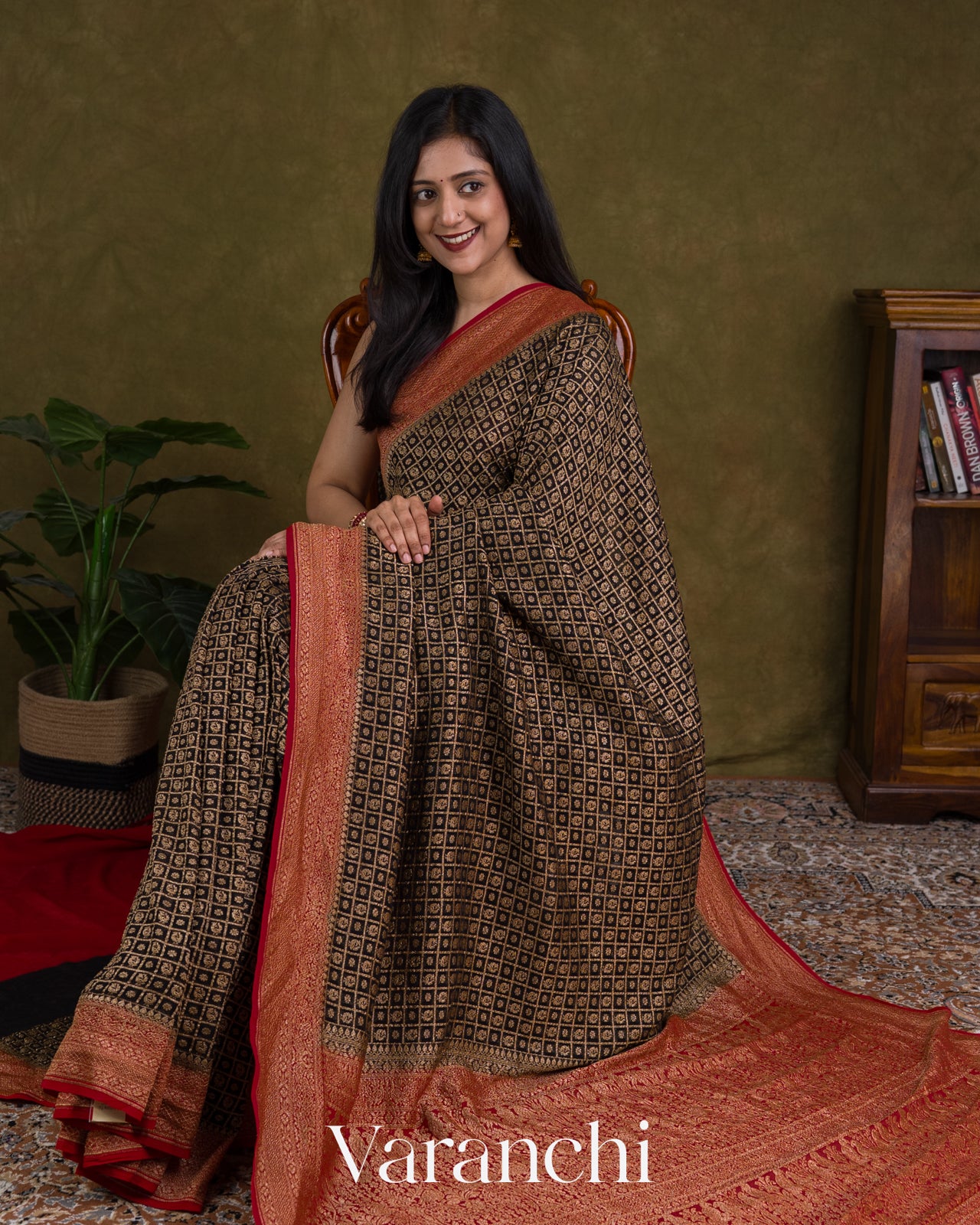 Black Pure Khaddi Georgette Silk Saree