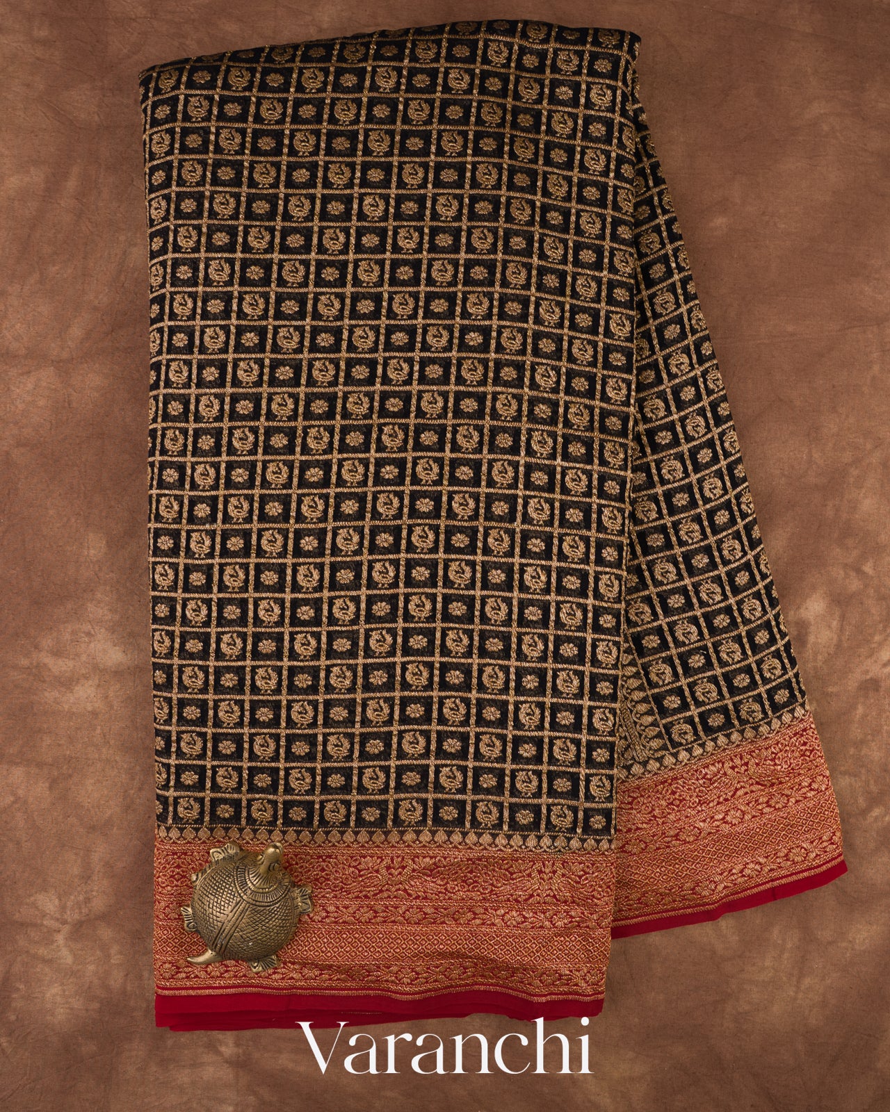 Black Pure Khaddi Georgette Silk Saree