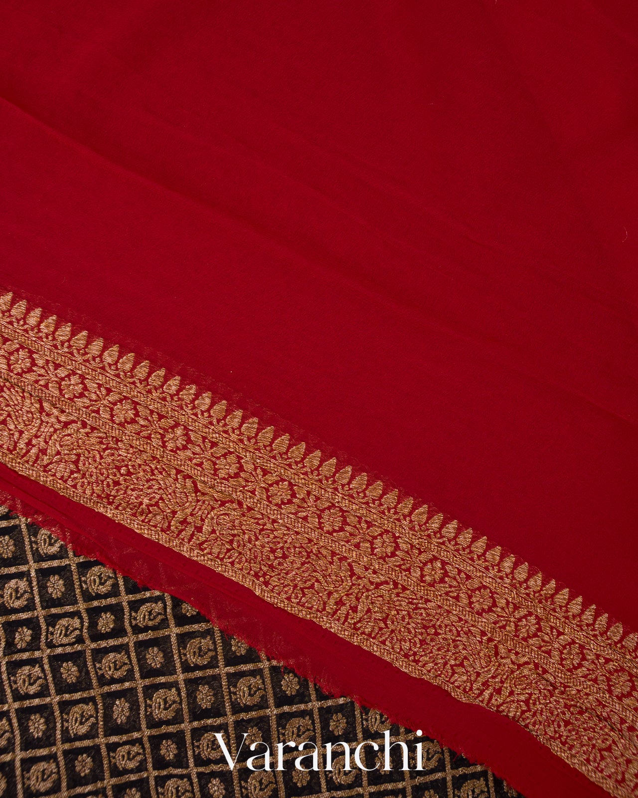 Black Pure Khaddi Georgette Silk Saree