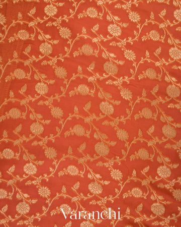 Sunset Orange Pure Khaddi Georgette Silk Saree