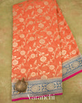 Sunset Orange Pure Khaddi Georgette Silk Saree