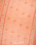 Peach Coral Pure Khaddi Georgette Silk Saree