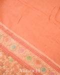 Peach Coral Pure Khaddi Georgette Silk Saree
