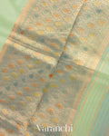 Aqua green Pure Kora Silk Handloom Saree