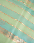Aqua green Pure Kora Silk Handloom Saree